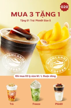 Mua 3 tặng 1 Highlands Coffee