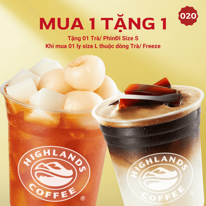 Khuyến mãi Highlands mua 1 tặng 1